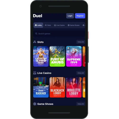 DuelCasino casino applicatie